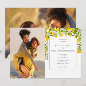 レモンの花と緑の写真 ウェディング 招待状 (正面/裏面)