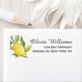 レモンの花と緑の水彩リターンアドレス ラベル (インサイチュ)