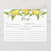 レモンの花と緑の花飾り ブライダルシャワーレシピカード ポストカード (正面)