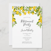 レモンの花と緑の葉の装飾　退職祝賀会 招待状 (正面)
