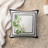 レモンの花と黒と白の装飾用クッション クッション (ブランケット)