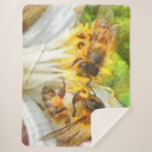レモンの花の水のカラーアートの上に蜂蜜の蜂 シェルパブランケット (正面)
