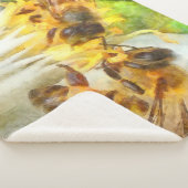 レモンの花の水のカラーアートの上に蜂蜜の蜂 シェルパブランケット (3/4)