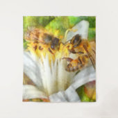 レモンの花の水のカラーアートの上に蜂蜜の蜂 タペストリー (正面)