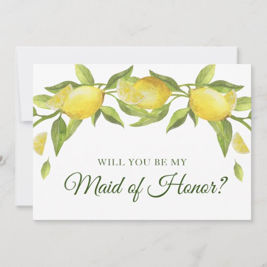 レモンの花の緑が私のメイド・オブ・オーナー（花嫁付き添い人） 招待状 (正面)