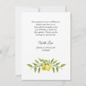 レモンの花の緑のフローラありがとう サンキューカード (裏面)