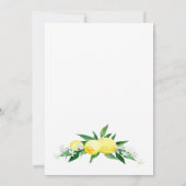 レモンの花の緑の水の色結婚の 招待状 (裏面)