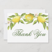レモンの花の緑の水色 サンキューカード (正面)