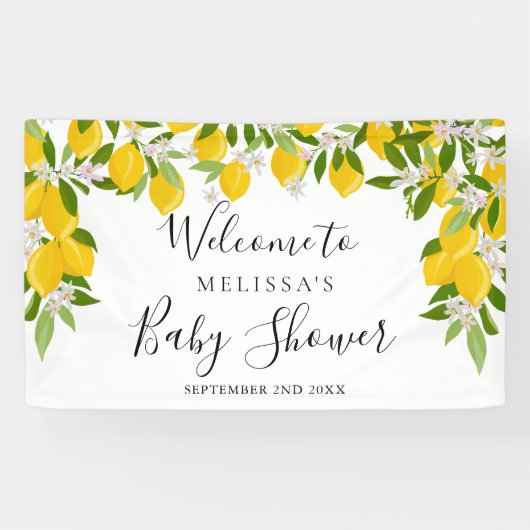 レモンの花の緑の赤ちゃんシャワーへようこそ 横断幕 (横)