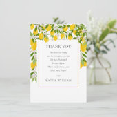 レモンの花の緑の赤ちゃんシャワー詩 サンキューカード (スタンド正面)