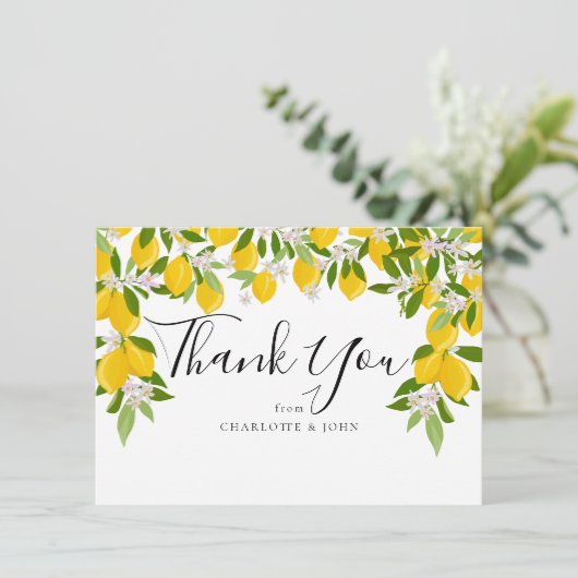 レモンの花の緑の赤ちゃんシャワー サンキューカード (スタンド正面)