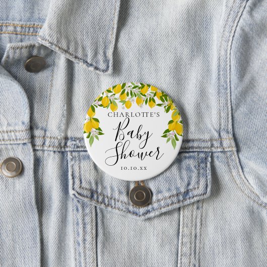 レモンの花の緑の赤ちゃんシャワー 缶バッジ (インサイチュ)