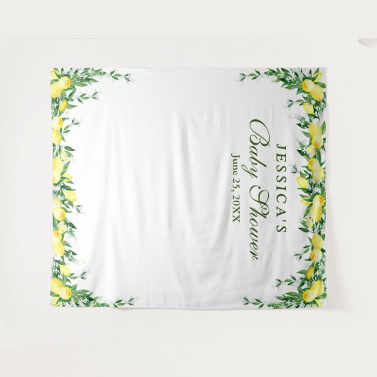 レモンの花の赤ちゃんシャワー フォトブース 背景 タペストリー (正面(横))