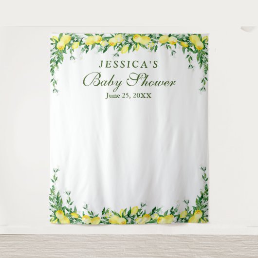 レモンの花の赤ちゃんシャワー フォトブース 背景 タペストリー (正面)
