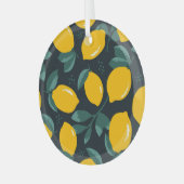 レモンの花、ヴィンテージ夏の風合い。 ガラスオーナメント (正面左)