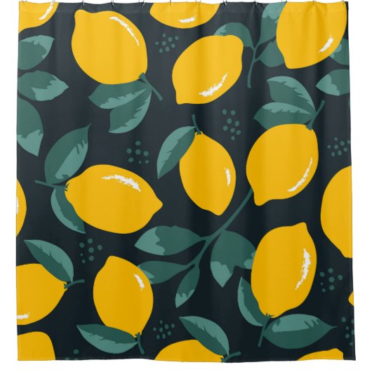 レモンの花、ヴィンテージ夏の風合い。 シャワーカーテン (正面)