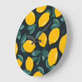 レモンの花、ヴィンテージ夏の風合い。 ラージ壁時計 (傾斜)
