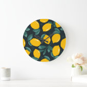 レモンの花、ヴィンテージ夏の風合い。 ラージ壁時計 (ホーム)