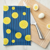 レモンの薄切りパターン キッチンタオル (四つ折り)