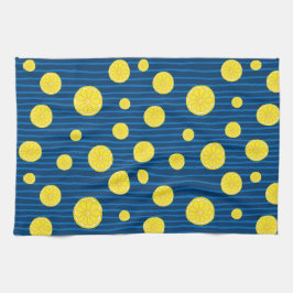 レモンの薄切りパターン キッチンタオル
