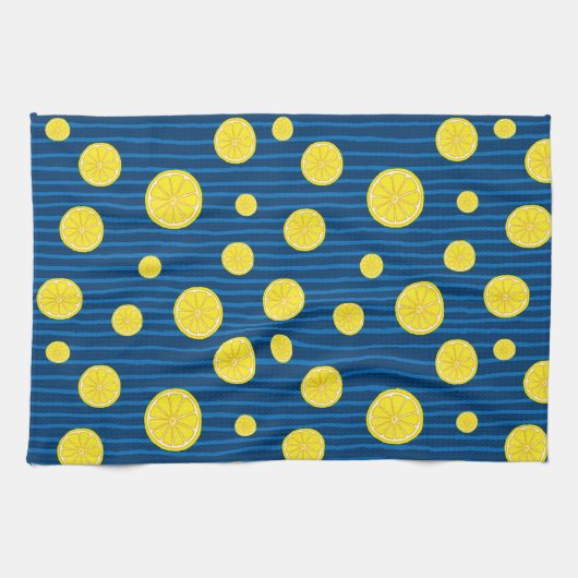 レモンの薄切りパターン キッチンタオル (横)