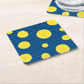 レモンの薄切りパターン スクエアペーパーコースター (アングル)