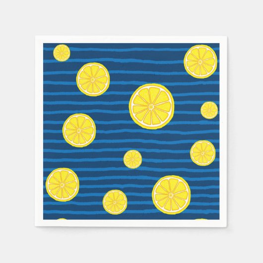 レモンの薄切りパターン スタンダードカクテルナプキン (正面)