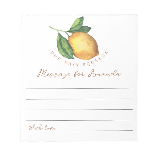 レモンの誕生日タイムカプセルメッセージ ノートパッド (正面)