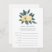 レモンの赤ちゃんシャワー推理ゲームカード 招待状 (正面/裏面)