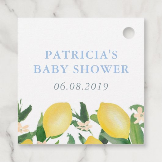 レモンの赤ちゃんシャワー甘い男の赤ちゃん フェイバータグ (裏面)