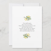 レモンの赤ちゃんシャワー 招待状 (裏面)