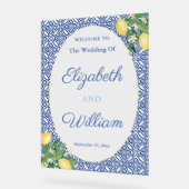 レモンの青い結婚タイルの歓迎サイン3 アクリルサイン (傾斜)