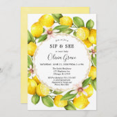 レモンの香りと見て、会って赤ちゃんの女の子を迎える 招待状 (正面/裏面)