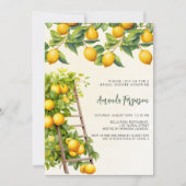 レモンの黄色い水色のブライダルシャワー 招待状 (正面)