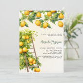 レモンの黄色い水色の赤ちゃんシャワー 招待状 (スタンド正面)