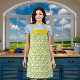 レモンの黄色い緑のパターン名 エプロン