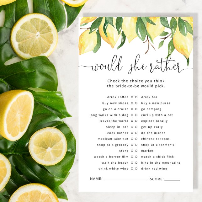 レモンは彼女はむしろブライダルシャワーゲーム (クリエイターアップロード済み)