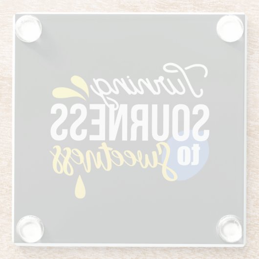 レモンやる気を起こさせる引用文サワーからスウィート ガラスコースター (裏面)