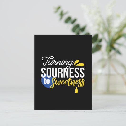 レモンやる気を起こさせる引用文サワーからスウィート ポストカード (スタンド正面)