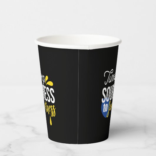 レモンやる気を起こさせる引用文サワーからスウィート 紙コップ (右)