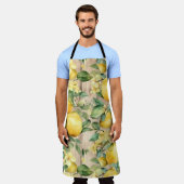 レモンをテーマにしたキッチン エプロン (着用した状態)