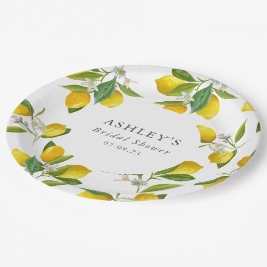レモンをテーマにしたブライダルシャワー ペーパープレート (アングル)