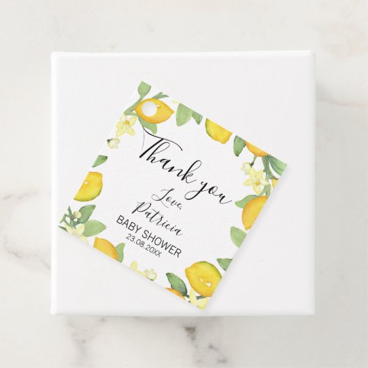 レモンをテーマにしたベビーシャワーメッセージカード フェイバータグ (インサイチュ)