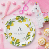 レモンをテーマにしたモノグラムイニシャルブライダルシャワー ペーパープレート (パーティー)