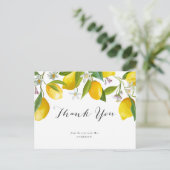 レモンをテーマにした夏のブライダルシャワー感謝していユー ポストカード (スタンド正面)