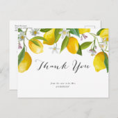 レモンをテーマにした夏のブライダルシャワー感謝していユー ポストカード (正面/裏面)