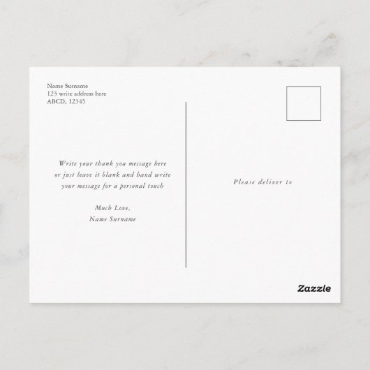 レモンをテーマにした夏のブライダルシャワー感謝していユー ポストカード (裏面)