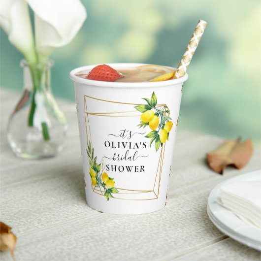 レモンをテーマにした幾何学的ブライダルシャワー紙カップ 紙コップ (インサイチュ)