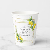 レモンをテーマにした幾何学的ブライダルシャワー紙カップ 紙コップ (裏面)