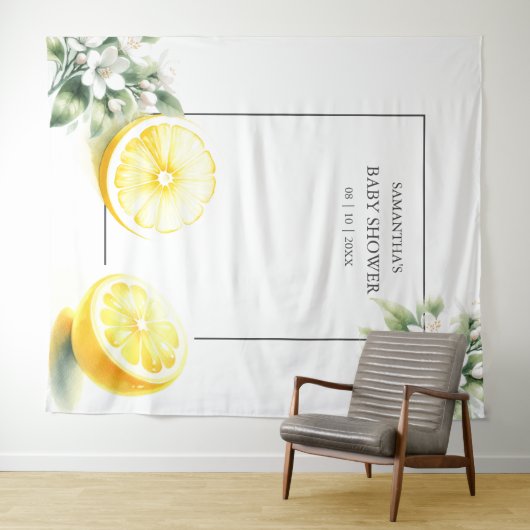レモンをテーマにした赤ちゃんシャワー写真の背景 タペストリー (インサイチュ(横))